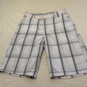 Burnsick Plaid White Black/Blue Shorts